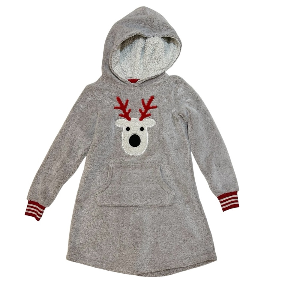 Crown & Ivy Girls Fleece Hooded Reindeer Dress, Size Small (6/6x)